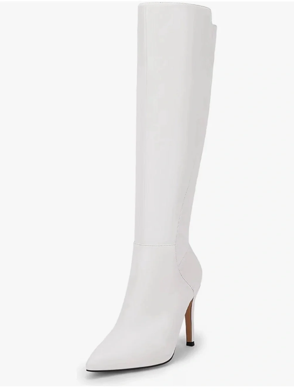 Amazon White Over-the-Knee Pointed-Toe Stiletto Boots